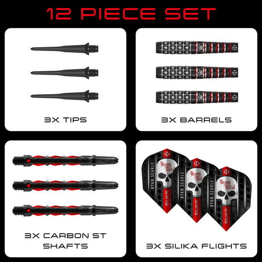 Harrow's Ryan Searle Series 3 zachte darts Abgebildet sind die Harrows Ryan Searle Series 3 Softdarts. Die Darts zeichnen sich durch ihr spezielles Design aus.