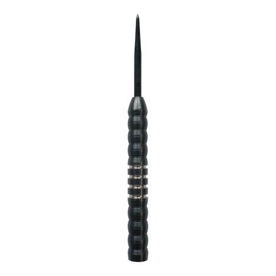 McDart Midnight V1 stalen dartvaten Das Bild zeigt den McDart Midnight V1 Steeldart Barrel. Der Barrel ist schwarz und hat eine gerillte Oberfläche für besseren Halt.