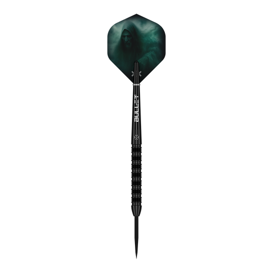Bullet Shadow stalen darts Das Produkt Bullet Shadow Steeldarts ist auf diesem Bild zu sehen. Es handelt sich um stabile und präzise Steeldarts für das Dartspiel.