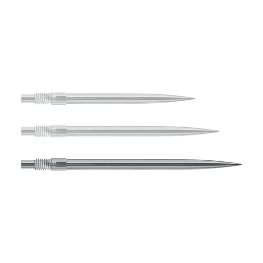 Abgebildet sind wahrscheinlich silberne Dartspitzen von Harrows mit einer Länge von 40mm. Die Datei heißt 'QP23950_Harrows_QuickPoint_Dartspitzen_Silber_40mm_1'.