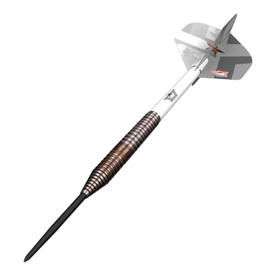 Bulls NL Max Hopp E5 steel darts Abgebildet sind Bulls NL Max Hopp E5 Steeldarts. Sie bieten einen guten Griff und eine ausgewogene Gewichtsverteilung.