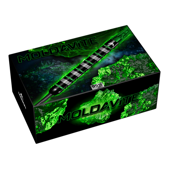 Mission Moldavite Steeldarts - 23g ist das abgebildete Produkt. Es handelt sich um hochwertige Steeldarts für Dartspieler.