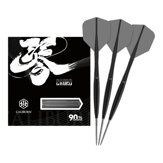 Caliburn Chord C2 stalen dartpijlen - 23,5 g Das Bild zeigt die Caliburn Chord C2 Steeldarts - 23,5g. Die Darts sind in voller Länge abgebildet.