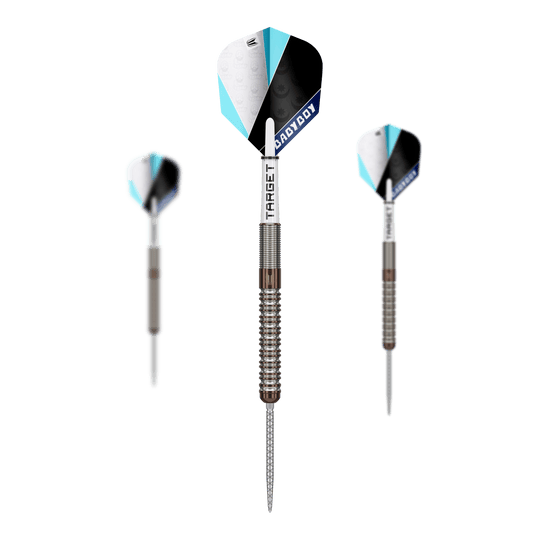Abgebildet sind die Target Adam Lipscombe Swiss Points Steeldarts. Dieses Dart-Set zeichnet sich durch besondere Präzision aus.