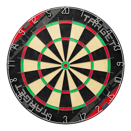 Das Bild stellt das Target Rift Steeldartboard Set dar. Es ist ein hochwertiges Set für Freizeit und Turniere.