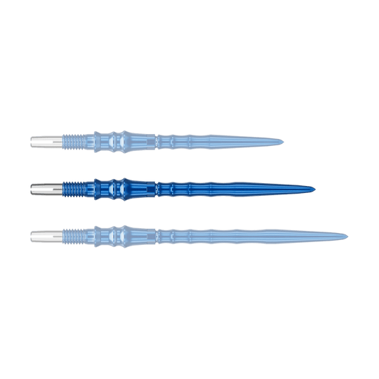 Target Japan Premium Swiss Point dartpunten - Blauw Das Foto zeigt eine einzelne, blaue Dartspitze. Diese Spitze misst 35 mm.
