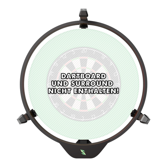 Scolia Home 2 Elektronisch Autoscoring Systeem met Verlichtingsring 2026 Das Bild zeigt das Scolia Home 2 Electronic Score System mit einem Beleuchtungsring. In der Mitte steht: "Dartboard und Surround nicht enthalten!"