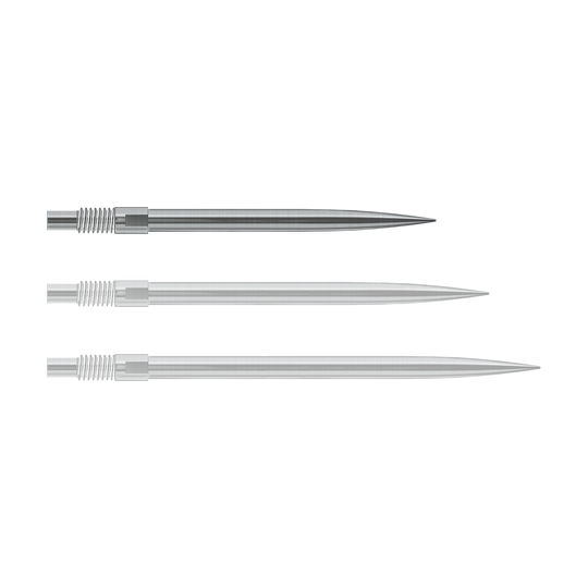 Harrows Quick Point Dartpunten - Zilver Abgebildet sind Harrows QuickPoint Dartspitzen in Silber, 30mm lang. Das Foto stellt das Produkt aus einer anderen Perspektive dar.