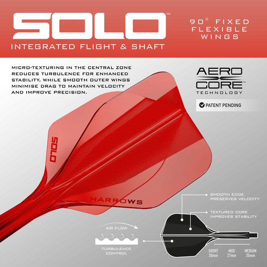 Harrows Solo No6 Flight Shaft System - Rood Das Foto zeigt das Harrows Solo No6 Flight-Shaft-System in Rot. Es verbindet den Flight mit dem Shaft und sorgt für festen Halt beim Dartspiel.