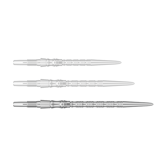 Target Signature Swiss Point TRB stalen dartpunten - zilver Einzelne silberne Dartspitze mit einer Länge von 42 mm wird gezeigt. Dies ist die Target SwissPoint Signature TRB Dartspitze.