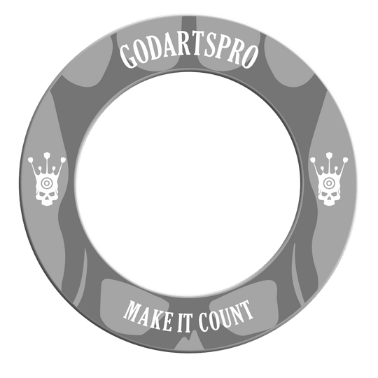 Go Darts Pro Dartbord Surround Abbildung mit dem Namen DBS-GDP5_GoDartsPro_Dartboard_Surround_Grau_2. Vermutlich wird hier ein graues Dartboard-Surround gezeigt.