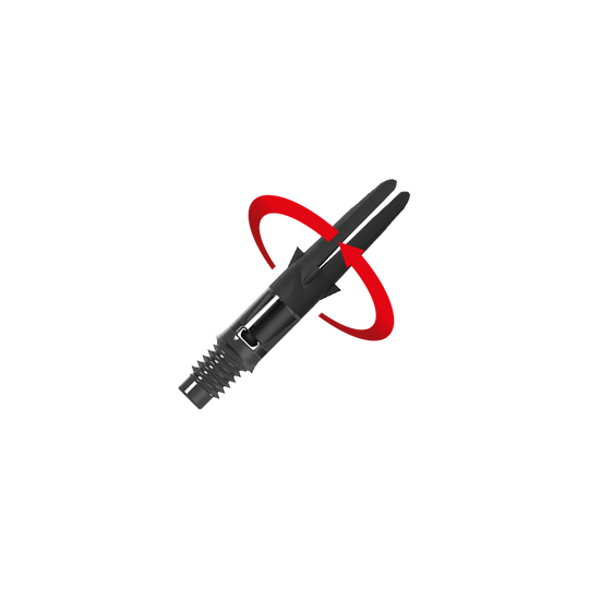 L-L-Style-Shaft Carbon Silent Straight - Zwart Abgebildet ist ein schwarzer L-Style Carbon Silent Straight Dart-Schaft ohne Kappen in 26mm Länge, dargestellt als Symbol. Das Bild zeigt die zweite Variante des Produkts.
