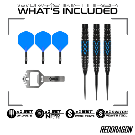 Red Dragon AMP Torpedo Switch Point stalen pijltjes Auf dem Bild ist Red Dragon AMP Torpedo Switch Point Steeldarts zu sehen. Diese Darts bieten eine innovative Switch Point Funktion.