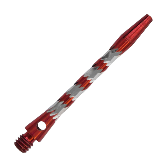 Bulls NL Minor Aluminium Shafts in Rot, 46 mm lang. Abgebildet ist ein roter Aluminiumschaft für Dartpfeile.