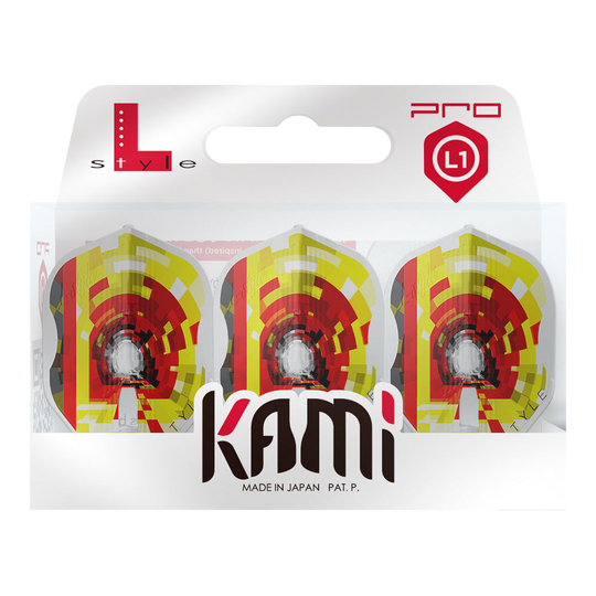 Abgebildet sind die L-Style Kai Gotthardt V1 White KAMI L1PRO Flights. Diese Dart-Flights haben ein weißes Design.