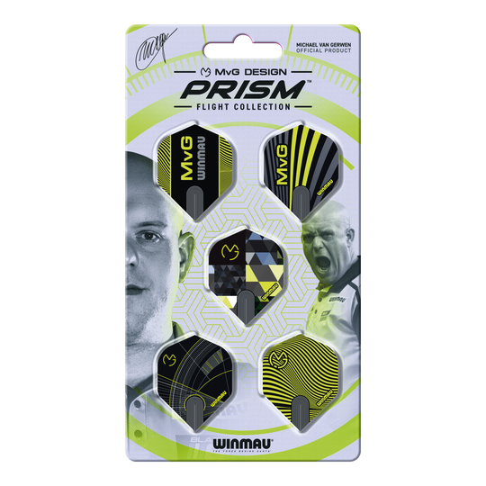 Winmau Michael Van Gerwen Prism No2 standaard vluchtcollectie Hier ist die Winmau Michael Van Gerwen Prism No2 Standard Flight Collection zu sehen. Die Sammlung bietet verschiedene Dart Flights.