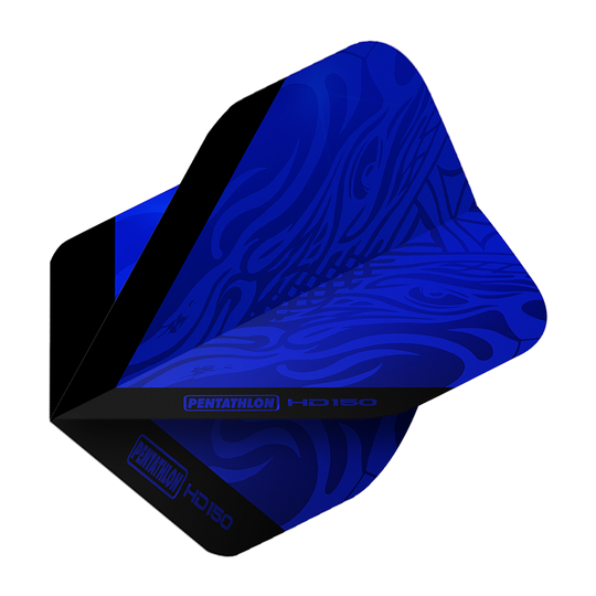 Pentatlon HD150 Metallic Blue Standaardvluchten Dies ist ein Pentathlon HD150 Metallic Blau Standard Flight für Dartpfeile. Das Flight hat ein auffälliges blau-schwarzes Design mit dem Schriftzug "Pentathlon HD150".