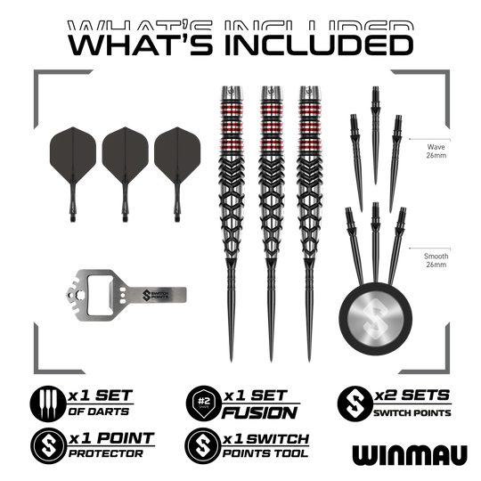 Winmau Fornax Torpedo Switch Points Steeldarts Abgebildet sind die Winmau Fornax Torpedo Switch Points Steeldarts. Sie zeichnen sich durch ihr innovatives Design und hochwertige Verarbeitung aus.