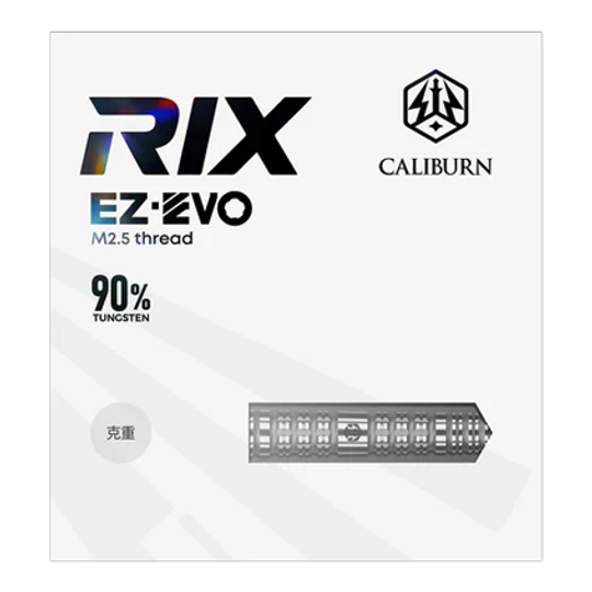 Caliburn Rix EZ-EVO R4 stalen dartpijlen Auf dem Bild sieht man die Caliburn Rix EZ-EVO R4 Steeldarts. Diese Steeldarts sind speziell für Dartspieler entwickelt.