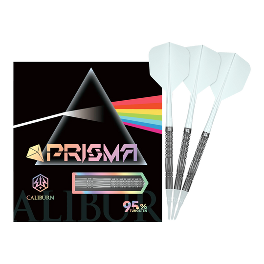 Caliburn Prisma P2 softdarts - 20 g Hier sieht man die Caliburn Prisma P2 Softdarts mit einem Gewicht von 20g. Sie sind ideal für alle, die Wert auf hochwertige Darts legen.