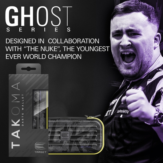 Takoma Ghost Series Luke Littler dartkoffer Das Bild zeigt das Takoma Ghost Series Luke Littler Dartcase. Dies ist ein spezielles Dartcase für Luke Littler Fans.