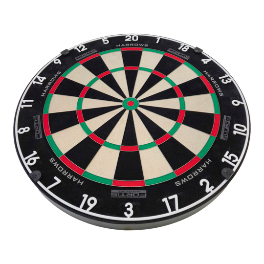 Harrows Fortis stalen dartbord Das Bild zeigt das Harrows Fortis Steeldartboard in einer Nahaufnahme. Die Dartscheibe ist für höchste Ansprüche entwickelt.