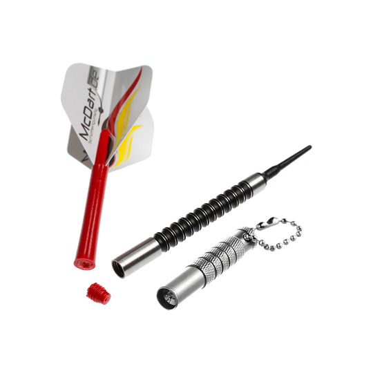 Verwijderaar van resten van kogelschacht Das Bild zeigt noch einmal einen Bullet Shaftrest Entferner in Silber. Es ist ein Werkzeug zum Entfernen von Shaftrests bei Dartpfeilen.