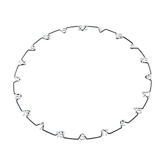 07890_Unicorn_Horizontal_Number_Ring_Zahlenring_4 Das Bild zeigt einen kreisförmigen Zahlenring mit den Zahlen von 1 bis 20. Die Zahlen sind gleichmäßig am Rand des Rings verteilt und durch Linien verbunden.