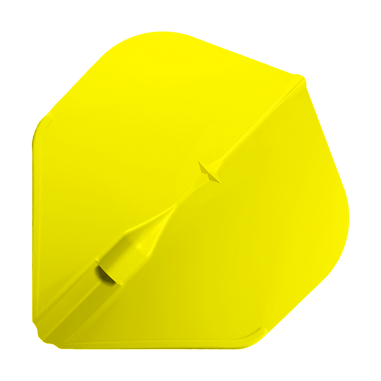 L-Style Champagne L1EZ Standaard Vluchten Das Bild zeigt ein gelbes, standardförmiges Dart-Flight der Marke „L-Style Champagne L1EZ“. Das Flight hat eine glatte Oberfläche und eine breite, stabile Form.
