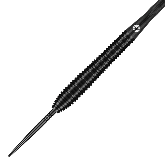 Shot ZEN Torpedo Turbo Point stalen dartpijlen - 23 g Das Bild zeigt die Shot ZEN Torpedo Turbo Point Steeldarts - 23g. Die Details der Steeldarts sind sichtbar.
