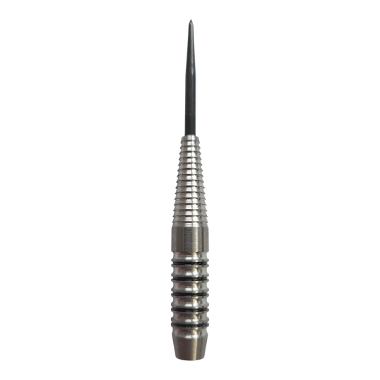 McDart Black Ring Shark stalen dartpijlen - 24 g Das Bild zeigt die McDart Black Ring Shark Steeldart-Barrels mit einem Gewicht von 24g. Die Oberfläche ist besonders griffig gestaltet.