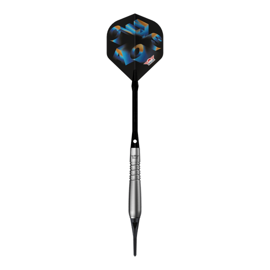Das Bild zeigt Bulls NL Chaos Blue Softdarts mit einem Gewicht von 19g. Die blauen Softdarts sind für Präzisionswürfe entwickelt.