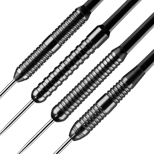 Bulls NL Bundel van Staal - 4 Sets Messing Stalen Darts Das Bild stellt die Bulls NL Bundle Of Steel - 4 Sets Brass Steeldarts dar. Es werden mehrere Steeldarts-Sets für Einsteiger präsentiert.