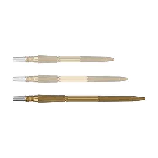 Target Elysian Archetype 43 Swiss Point stalen dartpijlpunten - Goud Das Bild zeigt eine goldene Dartspitze in der Länge 42 mm. Die Dartspitze ist von Target Elysian Archetype 43 SwissPoint.