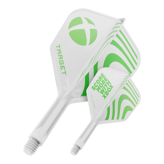 Target Xbox K-Flex No6 Flights - Wit Ein Produktbild mit dem Dateinamen 410613_Target_Xbox_KFlex_No6_Flights_19mm_1. Das Bild zeigt vermutlich ein Dartzubehör.
