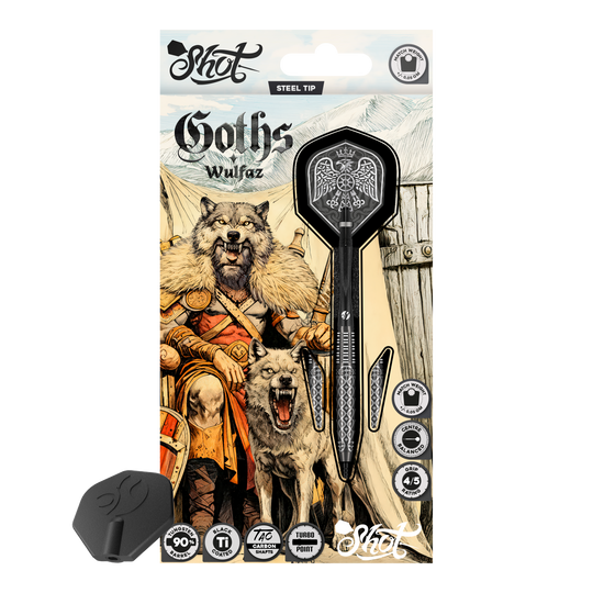 Shot Goths Wulfaz Turbo Point stalen dartpijlen - 23 g Shot Goths Wulfaz Turbo Point stalen dartpijlen - 23 g