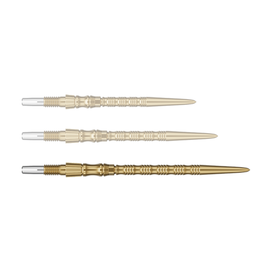 Target Signature Swiss Point TRB stalen dartpunten - goud Zu sehen ist eine goldene Dartspitze mit einer Länge von 42mm. Es handelt sich um eine Target SwissPoint Signature TRB Dartspitze.
