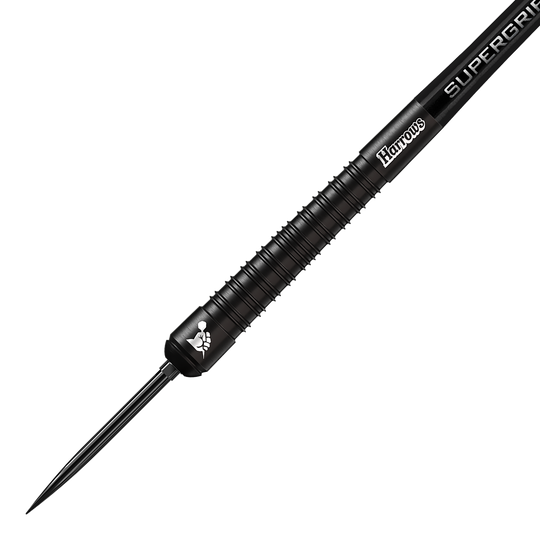 Diese Steeldarts gehören zur Harrows Supergrip 90 Black Edition Quick Point Serie. Sie bieten eine hochwertige Qualität und ein elegantes schwarzes Finish.