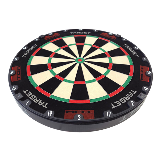 Target TOR Steel Dartbord Ein weiteres Target TOR Steeldartboard ist dargestellt. Die Oberfläche ist gut strukturiert.