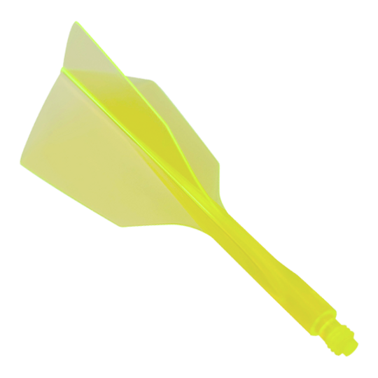 Condor Ax 120 Flight System Neon Geel - Smal Das Bild zeigt ein Condor Axe 120 Flight-System in Neon-Gelb mit schmalem Design. Es handelt sich um einen einteiligen Dartflug und -schaft.