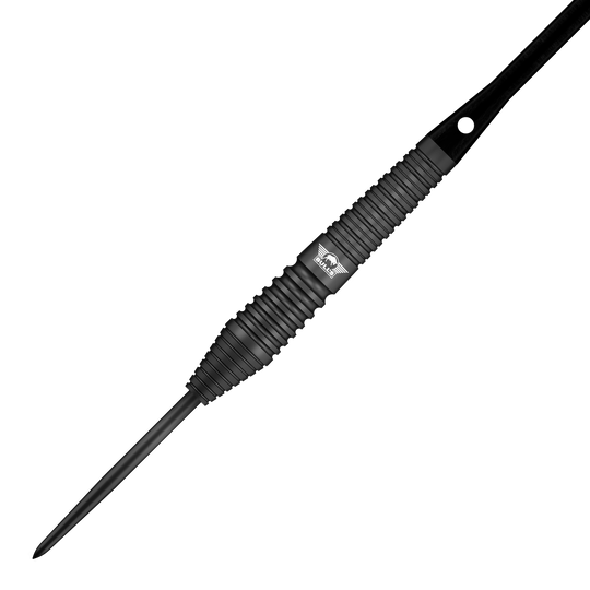 Bulls NL Max Hopp Zwarte Stalen Darts Abbildung der Bulls NL Max Hopp Black Steeldarts. Die Steeldarts sind aus einer anderen Perspektive zu sehen.