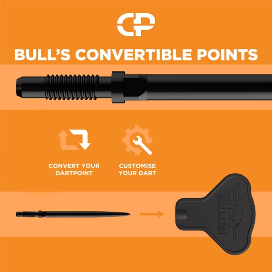 Bulls NL Convertible Points Tool Auf dem Bild ist das Bulls NL Convertible Points Tool zu sehen. Dieses Werkzeug wird zum einfachen Wechseln von Dartspitzen verwendet.