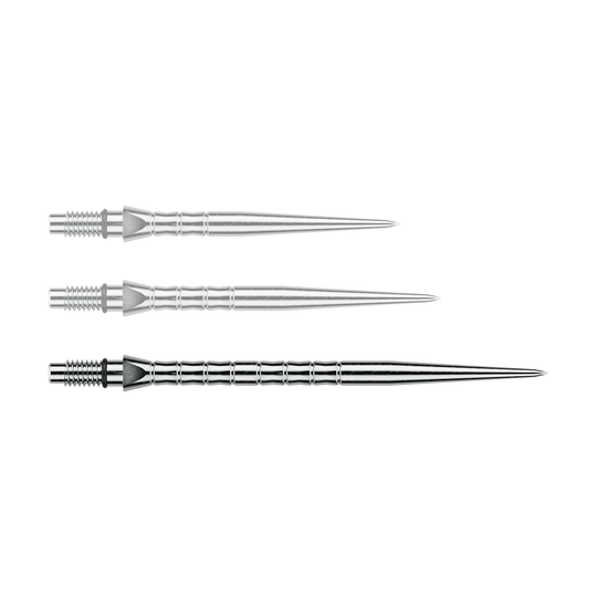 Winmau Switch Point Wave stalen dartpunten - Zilverkleurig effect Ein Bild des Dateinamens Winmau_Switch_Point_Wave_Silver_Effect_Steeldartspitzen_40mm_1. Es zeigt wahrscheinlich silberne Steeldartspitzen mit Wave-Effekt, 40 mm lang.