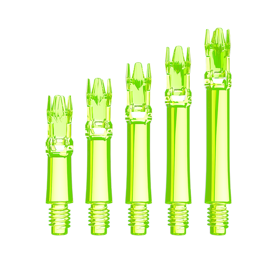 L-Style L-System vervangingsschachten - Neongeel Das Bild zeigt die L-Style L-System Ersatzshafts in Neongelb. Die Schäfte sind Ersatzteile für Dartpfeile.