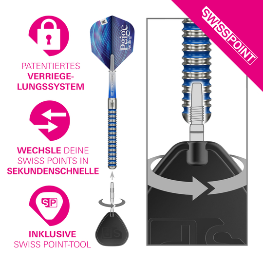 Target Paige Pauling GEN1 Swiss Points stalen dartpijlen - 22 g