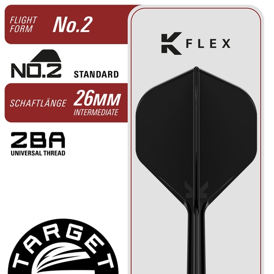 Die Abbildung zeigt die Target Japan Black Marque Spinel Swiss Point Steeldarts mit 23 Gramm. Die Darts haben ein elegantes, schwarzes Design.