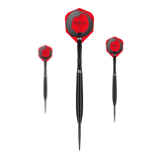 Shot ZEN Missile Turbo Point stalen pijltjes - 23 g Das Bild zeigt die Shot ZEN Missile Turbo Point Steeldarts in der 23g-Ausführung. Es handelt sich um hochwertige Steeldarts für den professionellen Gebrauch.