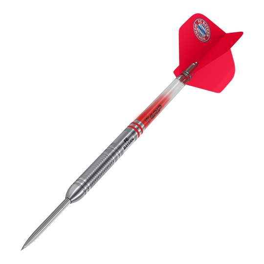 Abgebildet sind die Bulls FC Bayern München Tungsten Steeldarts. Die Darts sind besonders für Fans des FC Bayern gestaltet.