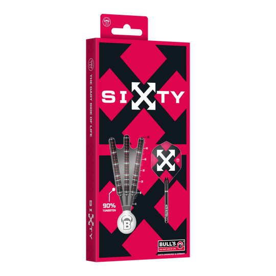 Bulls Sixty S2 stalen dartpijlen Hier sind die Bulls Sixty S2 Steeldarts abgebildet. Die Steeldarts haben ein schlankes Design und eignen sich für professionelle Spieler.
