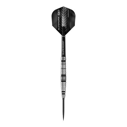 Harrows Supergrip Torpedo Quick Point stalen dartpijlen Das Bild präsentiert die Harrows Supergrip Torpedo Quick Point Steeldarts. Sie sind ideal für präzise Würfe und intensiven Einsatz.